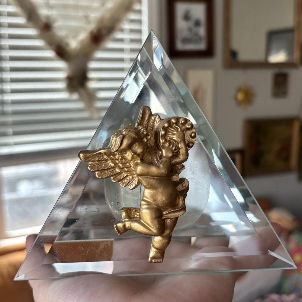 Gold Cherub Crystal Tea Light Holder - Home Art